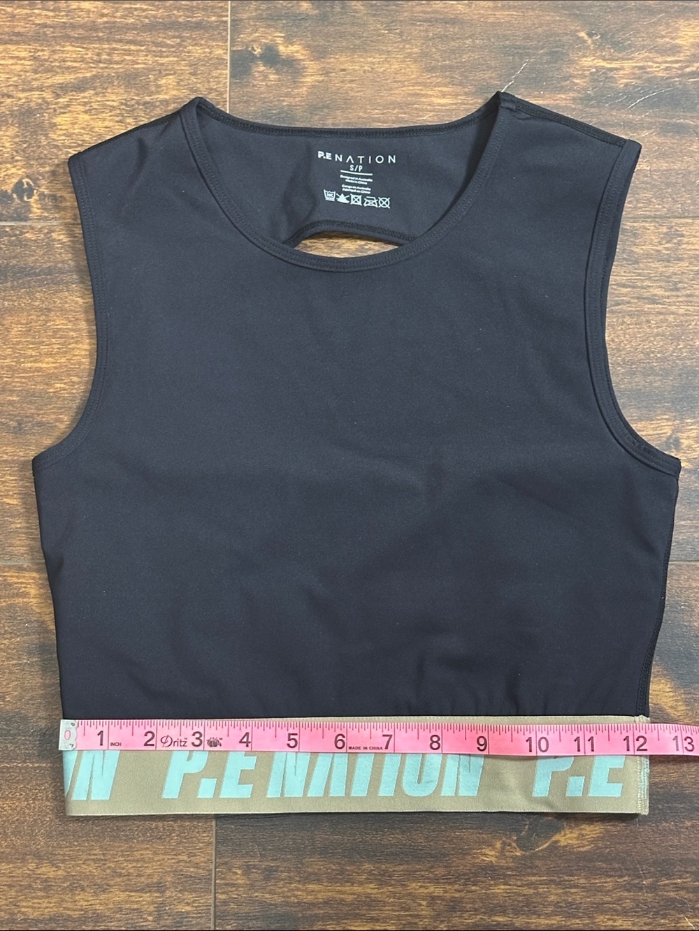 🦋P.E Nation Black Crop Tank with Tan Branded Band and Light Blue Logo🖤💙 - Picture 6 of 8
